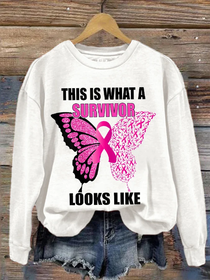 This is What A Survivor Looks Like Breast Cancer Breast Cancer Awareness Month Sweatshirt