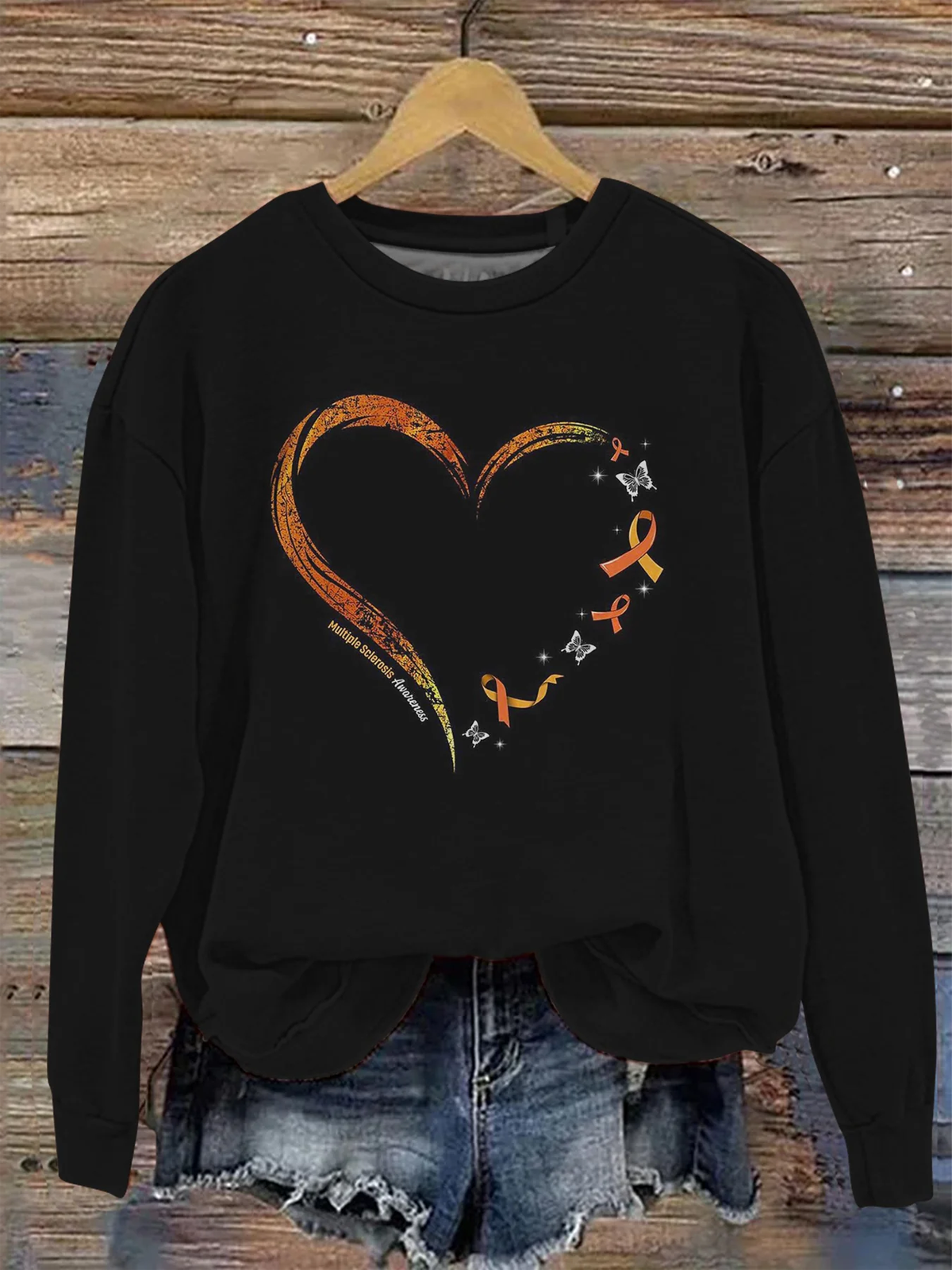 Multiple Sclerosis Awareness Heart Graphic MS Multiple sclerosis World MS Day Sweatshirt