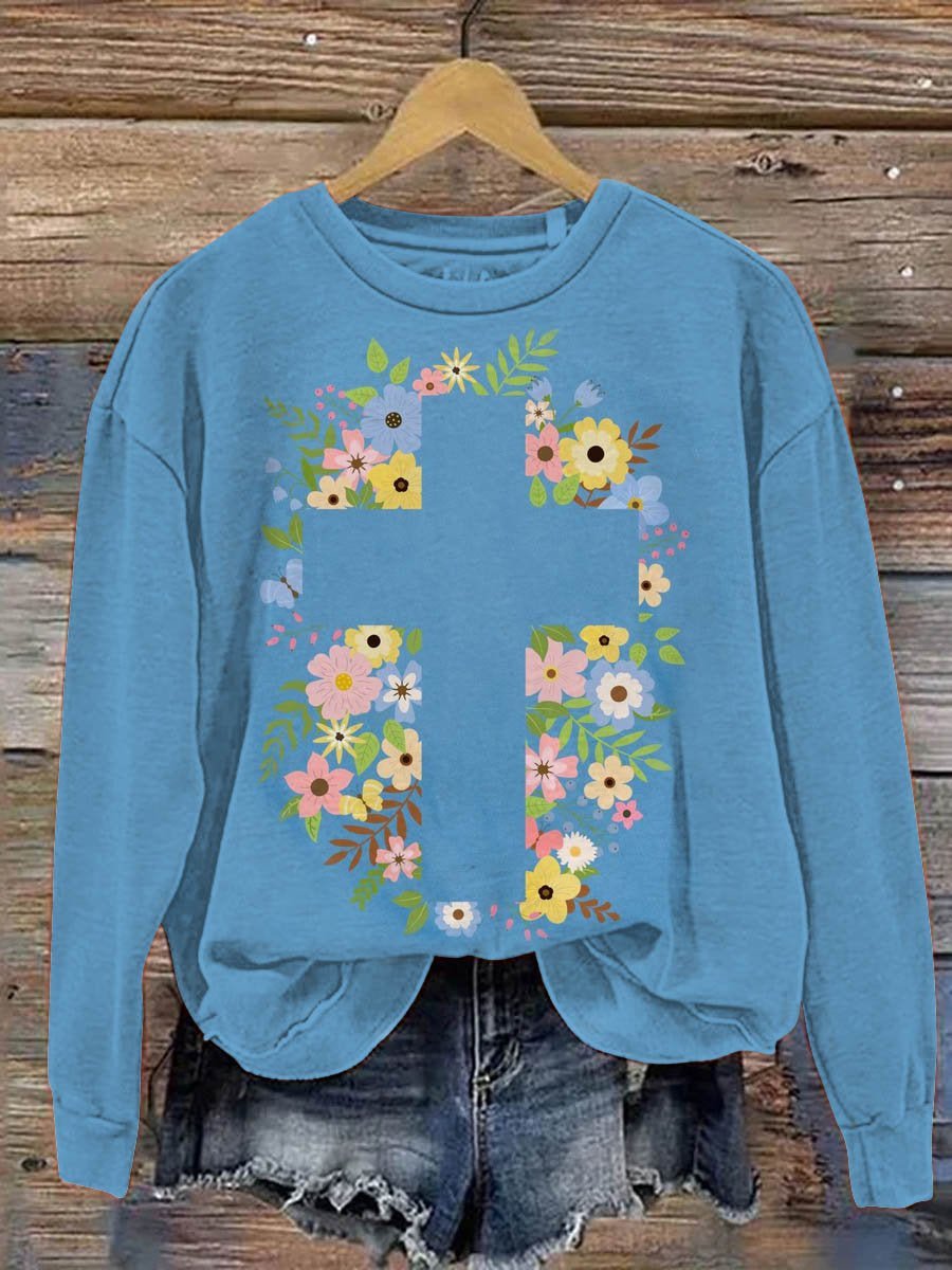 Cross Flower Art  MDD GAD  Be Kind Mental Health Month NSPW  Sweatshirt