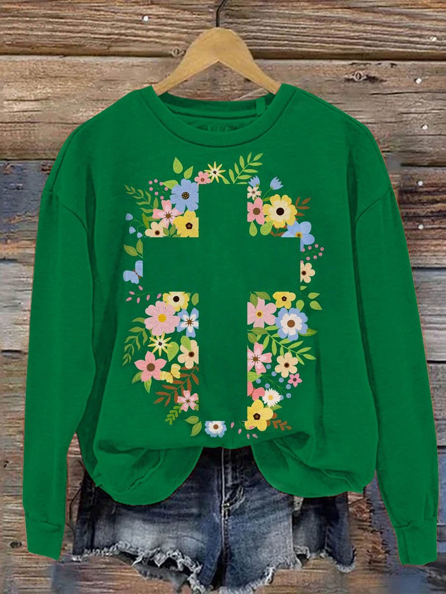 Cross Flower Art  MDD GAD  Be Kind Mental Health Month NSPW  Sweatshirt