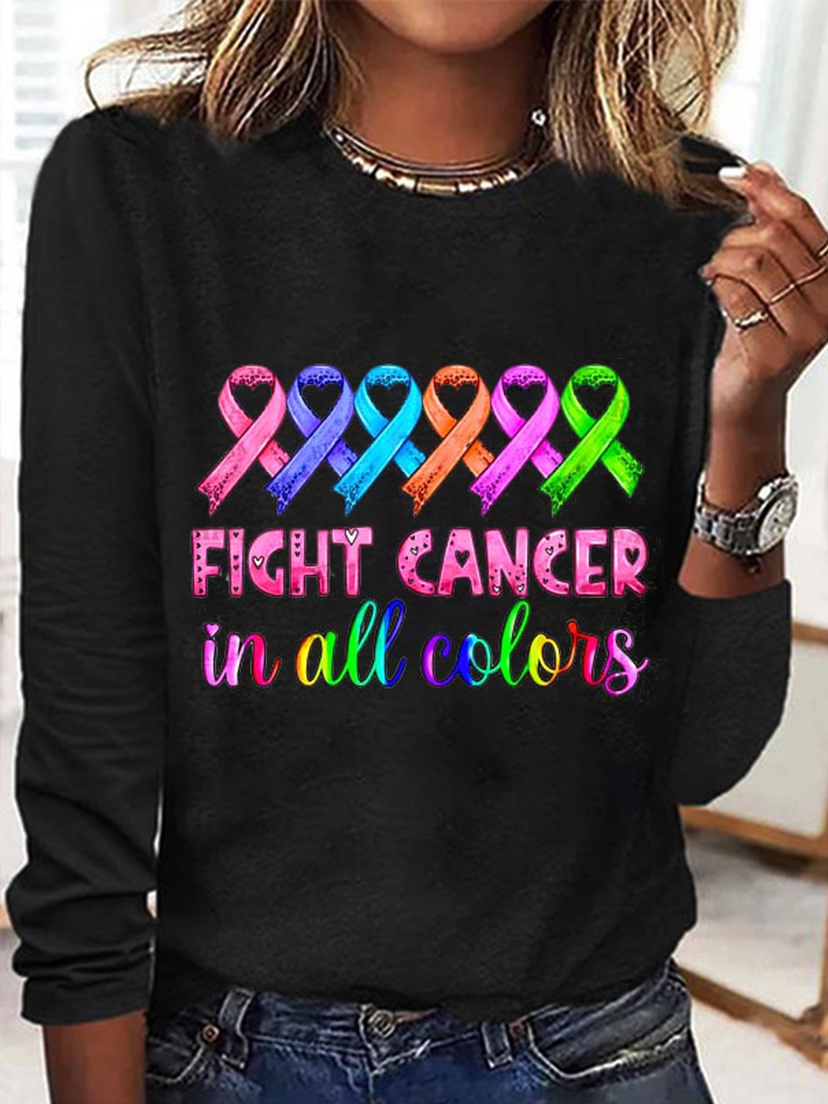 Fight Cancer In All Colors Breast Cancer Breast Cancer Awareness Month T-Shirt