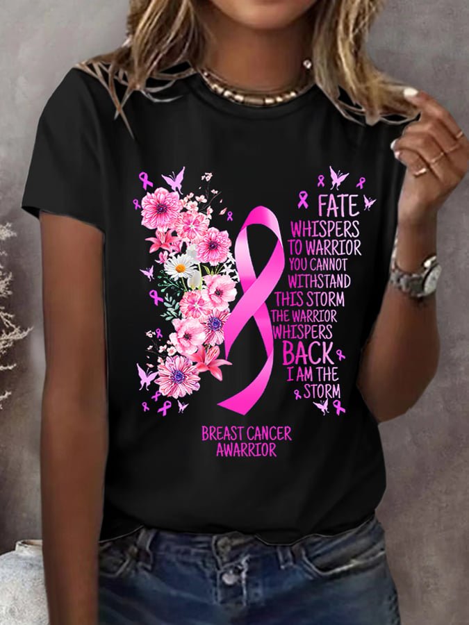 Women's Pink Ribbon Breast Cancer Breast Cancer Awareness Month  T-Shirt